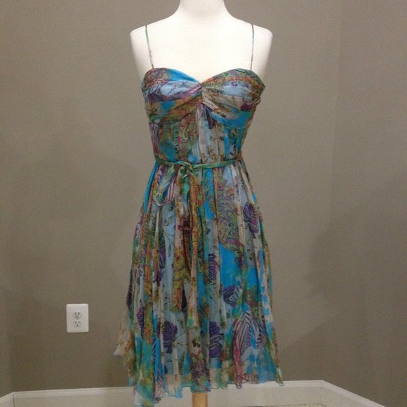ABS Allen Schwartz Dresses & Skirts - ABS silk chiffon flowy dress with removable tie belt New Condition